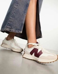 New Balance 327 Trainers In Off White And Burgundy For Unisex Off White/burgundy