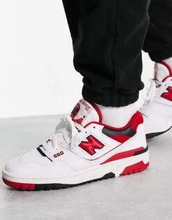 New Balance 550 Sneakers In White With Burgundy Detail For Unisex -New Balance Shop 202358785 3
