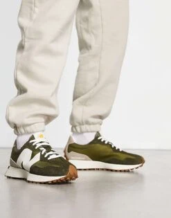 New Balance 327 Trainers In Khaki For Unisex Dark Green