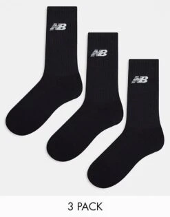 New Balance Logo Crew Socks 3 Pack In Black For Men -New Balance Shop 204404273 1 black 1