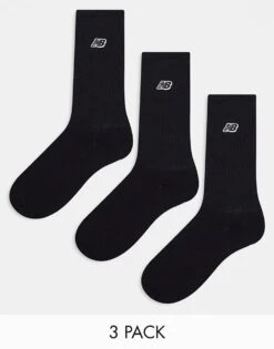 New Balance Embroidered Logo Crew Socks 3 Pack In Black For Men -New Balance Shop 204404295 1 black 1