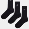 New Balance Embroidered Logo Crew Socks 3 Pack In Black For Men