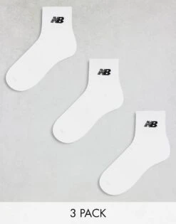 New Balance Logo Mid Sock 3 Pack In White For Men -New Balance Shop 204404305 1 white 1