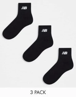 New Balance Logo Mid Sock 3 Pack In Black For Unisex