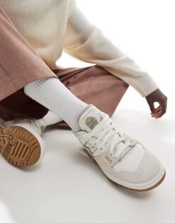 New Balance 550 Sneakers In Cream With Stone Details For Unisex -New Balance Shop 205284046 4