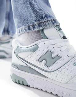 New Balance 550 Trainers In White And Sage For Unisex -New Balance Shop 205335075 4