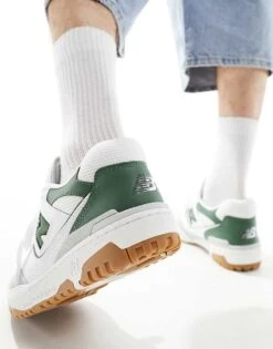 New Balance 550 Trainers With Suede Toe In White And Green For Unisex -New Balance Shop 205337570 3