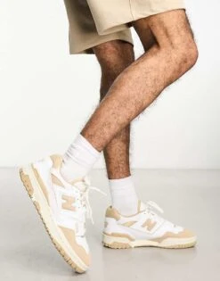 New Balance 550 Trainers In White & Tan For Unisex