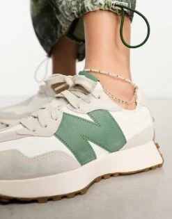 New Balance 327 Trainers In White & Green For Unisex -New Balance Shop 205429434 3