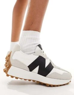 New Balance 327 Trainers With Gum Sole In White And Black For Unisex -New Balance Shop 205508906 5