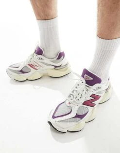 New Balance 9060 Trainers In Sea Salt And Purple For Unisex Cream