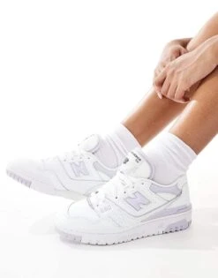 New Balance 550 Trainers In White And Lilac For Unisex -New Balance Shop 205509119 5