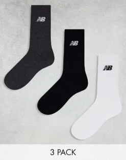 New Balance Logo Crew Socks 3 Pack In Multi For Unisex
