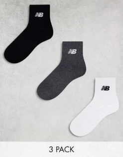 New Balance Logo Mid Sock 3 Pack In Multi For Unisex