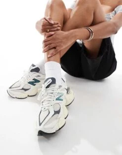 New Balance 9060 Trainers In White And Teal For Unisex Cream -New Balance Shop 206086724 4