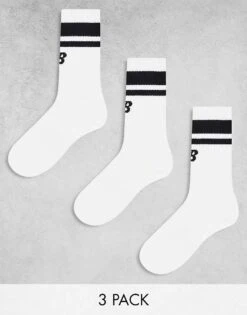New Balance Logo Stripe Sock 3 Pack In White For Unisex -New Balance Shop 206335050 1 white 1