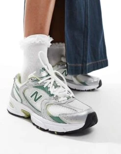 New Balance 530 Trainers In Silver And Green For Unisex -New Balance Shop 206653112 3