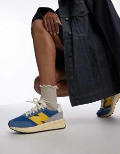 New Balance 370 Trainers In Blue And Yellow For Unisex