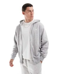 New Balance Sport Essentials Logo French Terry Full Zip In Grey For Men