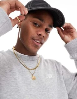 New Balance Sport Essentials French Terry Crew In Grey For Men -New Balance Shop 207198588 1 grey 1