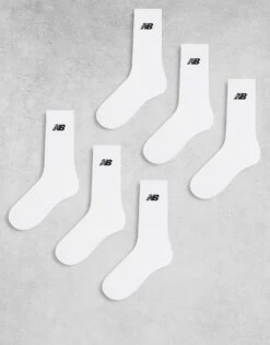 New Balance 6 Pack Everyday Socks In White With Black Logo For Unisex -New Balance Shop 207281053 1 white 1