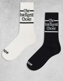 New Balance 2 Pack Slogan Crew Socks In Black And Cream For Men -New Balance Shop 207281078 1 black 1