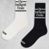 New Balance 2 Pack Slogan Crew Socks In Black And Cream For Men