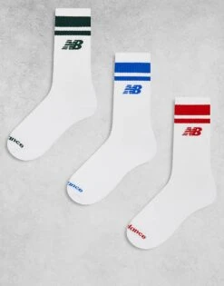 New Balance 3 Pack Mid Socks In White Colour Stripe For Men -New Balance Shop 207281079 1 white 1