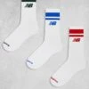 New Balance 3 Pack Mid Socks In White Colour Stripe For Men