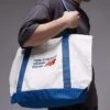 New Balance Athletics Tote Bag In White And Blue For Men