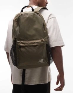 New Balance Logo Backpack In Khaki For Men