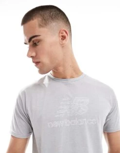 New Balance Heathertech Logo T-shirt In Grey For Men -New Balance Shop 208172840 3
