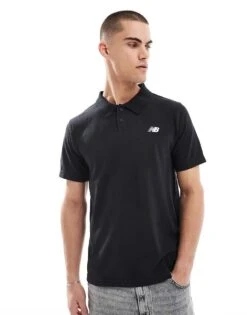 New Balance Cotton Pique Polo In Black For Men -New Balance Shop 208172985 1 black 1