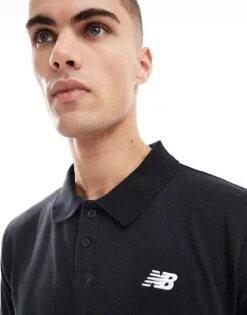 New Balance Cotton Pique Polo In Black For Men -New Balance Shop 208172985 3